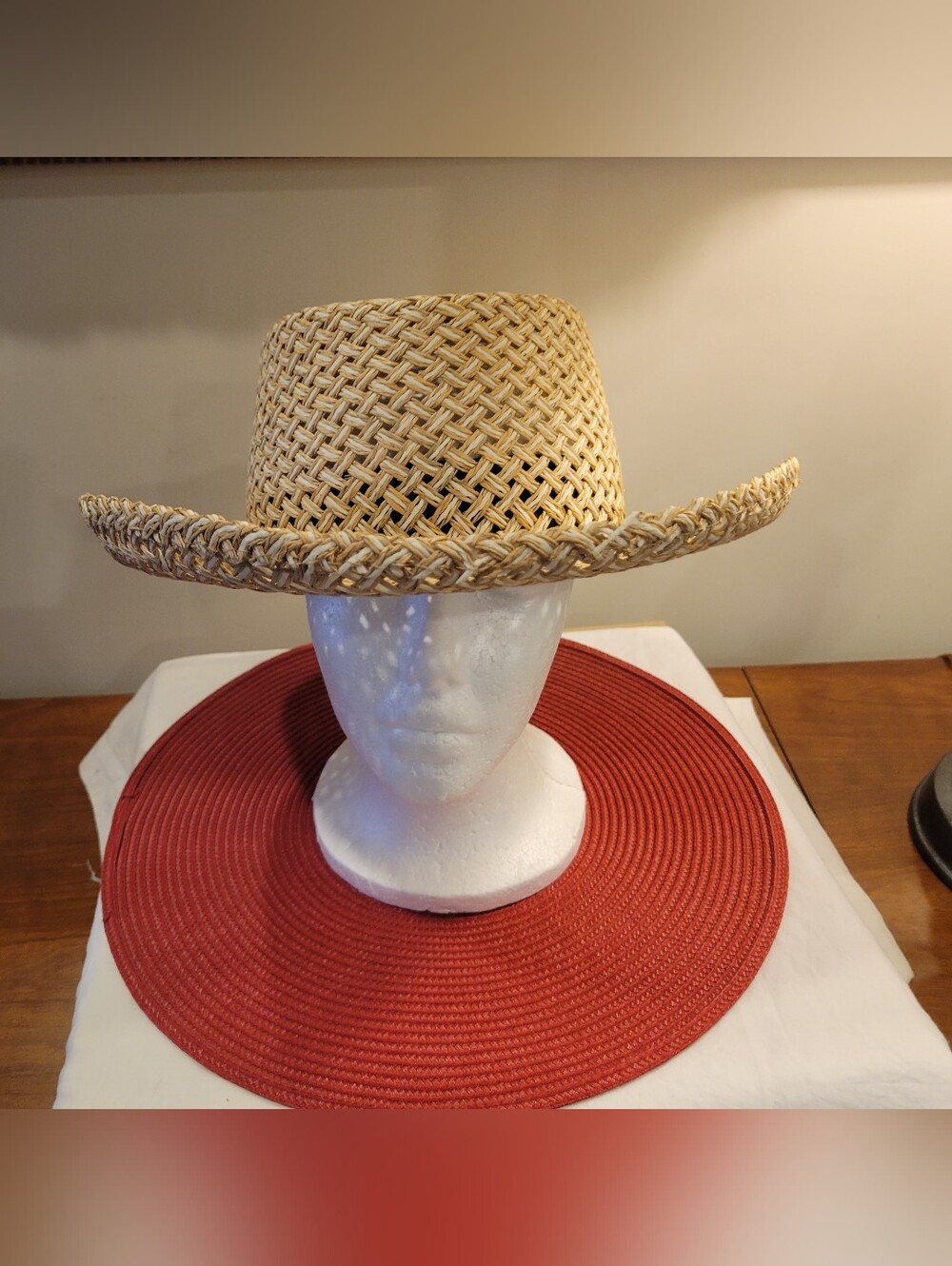 🐴EUC~ IMPERIAL HEADWEAR Woven Straw Cowboy Hat - Natural Straw